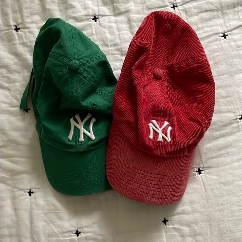 NY Yankees Green and Red Caps